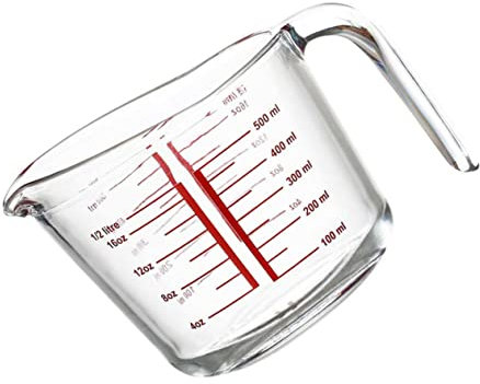 LALADEFIEE 1pieza Taza Medidora De Vidrio Templado Escala Graduada Para Cocina y Repostería