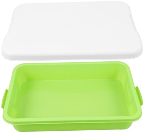 TOYANDONA Children's Portable Sand Tray with Lid Small Plastic Sandbox for Boys and Girls Green and White Sand Box Storage Box