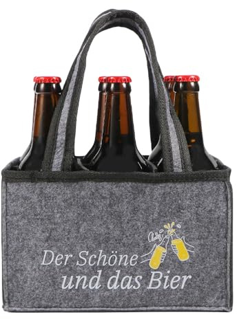 KHstylehoo Männerhandtasche Bier, Lustige Geschenke für Männer, Der Schöne und das Bier, Flaschentasche 6 Flaschen, Personalisierte Geburtstagsgeschenk Männergeschenke, Witzige Biergeschenke