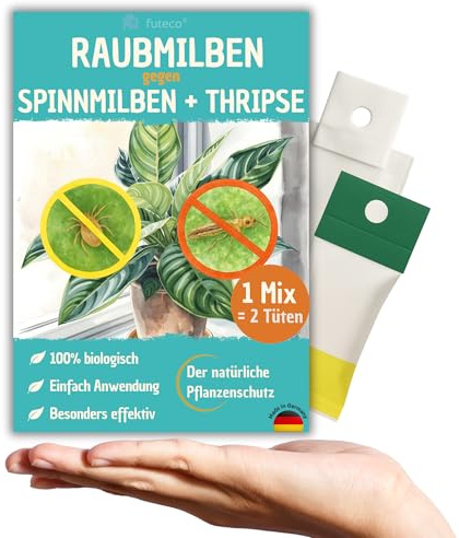 Futeco® – Raubmilben MIX gegen Spinnmilben & Thripse bei Gemüse-, Cannab.- & Zierpflanzen - 1 Mix = 2 Tüten für 1-2 Pflanzen - optimale Kombination von Raubmilben - besonders effektiv