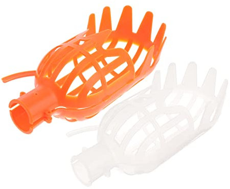 ibasenice 2pcs Fruit Picker Basket for Persimmon and Jujube Harvesting, Small Size with Orange and White Heads, Fruit Equipment Without Pole for Garden and Orchard Use