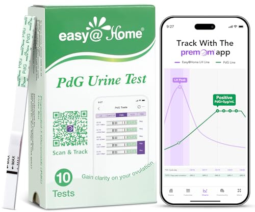 Easy@Home PdG Test Strips: 10 Pack - Track Ovulation Insights with Progesterone Urine Tests – at Home Fertility Test for Women with Premom Ovulation App - PdG (Pregnanediol Glucuronide) Tests