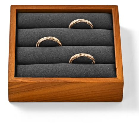 Oirlv Massivholz Ringständer Ausstellungsständer Ringtablett Organizer Halter Ohrstecker Ring für Organizer(Dunkelgrau/Klein)