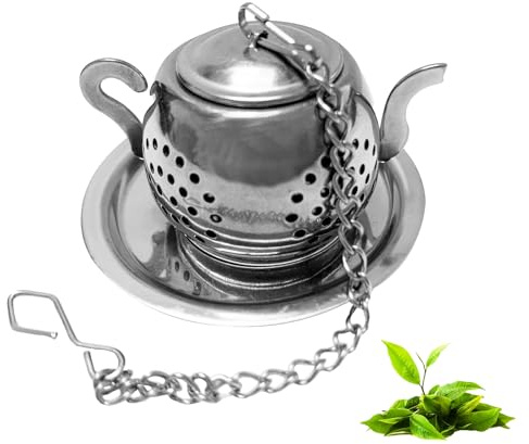 Teesieb aus 304 Edelstahl für losen Tee, Tee-Ei, extra feines Tee-Ei, Tee-Ei mit Tropfschalen, für losen Tee, Kräutertee, Tassen, Teekannen, Gewürze