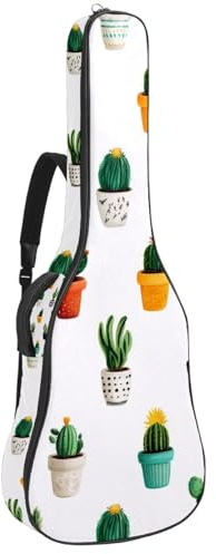 KengjuTesu 109,9 cm (43 Zoll) weiche Tasche für Akustikgitarre, mit Rucksackgurt und 2 Taschen, Boho-Blumen, keine Polsterung, Rucksack, wasserdicht, Oxford-Stoff, Bassgitarre, Gigbag für klassische