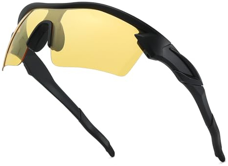 Myiaur Sport Nachtsichtbrille für Herren Polarisierte Blendfreie Nachtfahrbrille Scheinwerferbrille Wraparound-Design für Radfahren, Laufen und Regentage