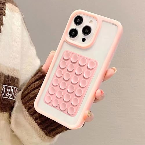 Yhsvie Custodia Trasparente per iPhone 15 pro max Ultra Sottile Cellulare Ventosa Rimovibile Custodia Clear Silicone Sntiurto Case Protettiva TPU Bumper Cover - Rosa