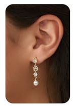 Perlen Ohrringe – 14K Vergoldete Hängende Ohrringe mit Zirkonia Akzenten, Elegante Perlen Ohrhänger für Braut Brautschmuck, Hypoallergene Luxuriöse Hängeohrringe für Hochzeit Verlobung