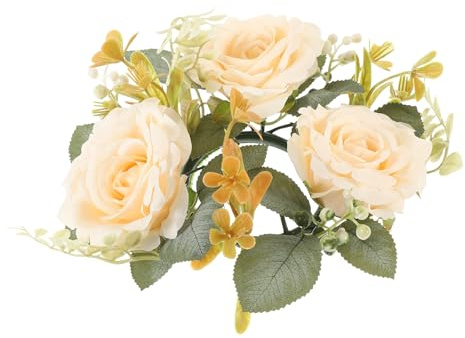 Homoyoyo Künstlicher Kerzenkranz mit Boho Blumen Deko kerzenring für Stumpenkerzen Vielseitiger Tischschmuck für Party und Innenraum Naturgetreuer Cremefarbener Blumenkranz