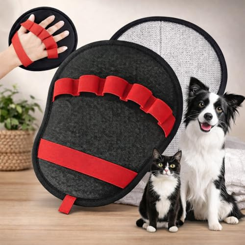 HASLOM Gant Anti-Poils Réutilisable pour Chiens et Chats – Gant Ramasse-Poils Antistatique, Double Face et Lavable – Brosse Ramasse Enlève Poils – Élimine Les Poils d’Animaux sur Canapé, Vêtemen