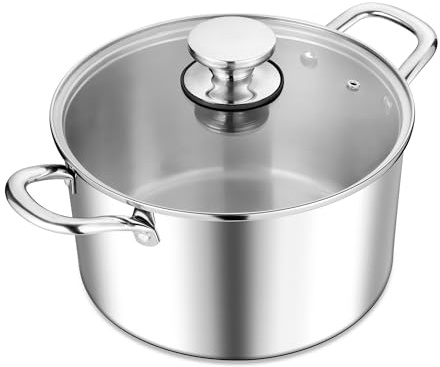 Herogo 4.5L Tri-Ply Bottom 22cm Stainless Steel Stock Pot with Visible Lid