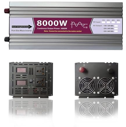 Convertisseur Tension 8000W 12 V 24 V 48 V 60 V CC 12 V 24V vers CA 220V Convertisseur Tension À Solaire Intelligent Onduleur À Onde Sinusoïdale Transformateur(60V,220V-240V 50HZ)
