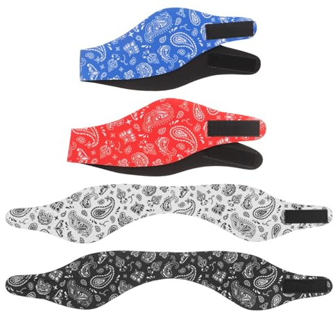 Angoily Adjustable Waterproof Swim Headbands with Ear Covers for Women, Swimming Ear Protectors for Shower and Water Sports, Soft Comfortable Turban-Style Swim Headband Set