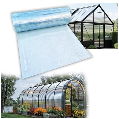 Polycarbonate Greenhouse Panels Polycarbonate Roof Panels Rainproof Transparent Plastic Roof Sheet Twin-Wall Daylighting Glassfiber for Sunroom Canopy Balcony Pergola,49.2×1.6ft