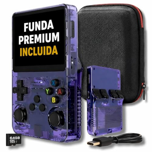 Consola Retro Portátil V.2026 con Funda Estuche Premium Incluída | +20.000 Títulos y 19 Plataformas | Linux Abierto, Ampliable con + Juegos | Guardado de Partida – Pantalla 3,5 | Consola de Mano