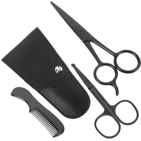 LALADEFIEE 1satz Edelstahl bartschere Kamm Etui Präzise Schnurr Bartpflege für Herren zu Hause Friseursalon Silber