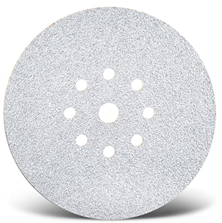 MENZER White Disques abrasifs 225 mm, 9 trous (Lot 25) G240 | p. Ponceuses à plâtre, Corindon normal, support auto-agrippant