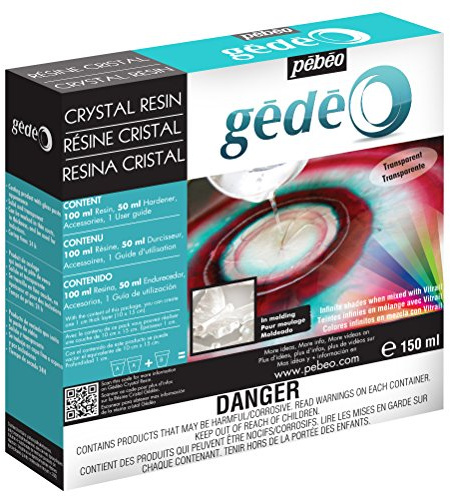 Pebeo Gédéo Kit Crystal 150 ML Transparent Epoxy Resin Glass Paste Effect-Pébéo Cristal-for Inclusion, Casting, Moulding, Varnishing-Wood & Other Ma, White, Model:766150US