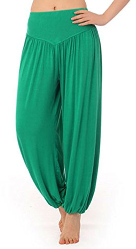 Hoerev Super Soft Spandex Byxor Modal Harem Yoga Pilates，Grön，L
