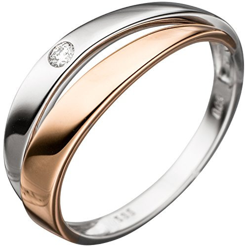 Jobo Damen-Ring aus 14 Karat 585 Gold Bicolor mit Diamant Größe 60