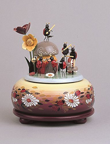 Rudolphs Schatzkiste Spieldose Musik Käfer bunt BxTxH= 12x12x14cm NEU Spielwerk Musik Musikdose Figur Seiffen Erzgebirge Holz Dekoration Weihnachten Dose Melodie