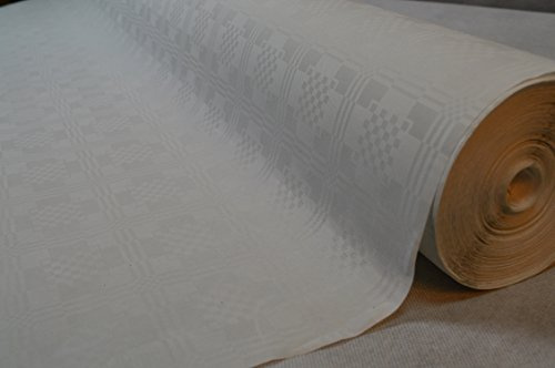 25 Meter Lang 100 cm Breit Farbe: Weiss/Weiß Tischdecke Papier Damastprägung Tischtuch Papierttischdecke Decke Rolle Papiertischdeckenrolle Papierdecke