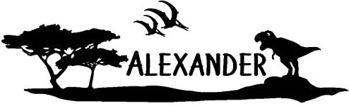 Samunshi® Tür Aufkleber Dinos mit Name Wandtattoo 40x12cm schwarz