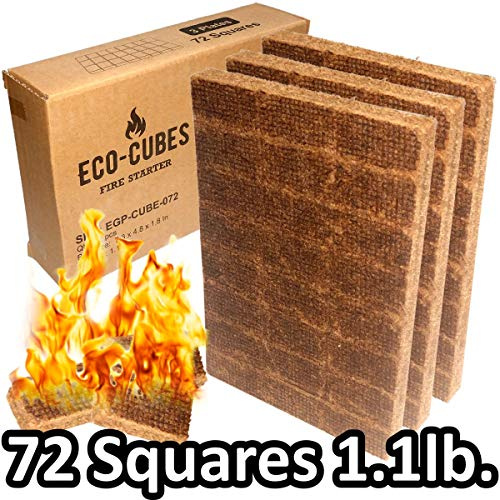 EasyGo Product Eco Cubes Fire Starter Squares Great Lighter for Chimney, Charcoal Grill, Fireplace, Campfire, Pellet Stove, Wood Stove - Qty 72