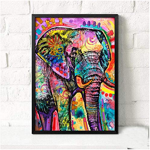 Moderne Abstrakte Tier Ölgemälde auf Leinwand Wandkunst Bild Bunte Elefanten Leinwand Poster Gemälde Für Wohnkultur-60x80 cm Kein Rahmen
