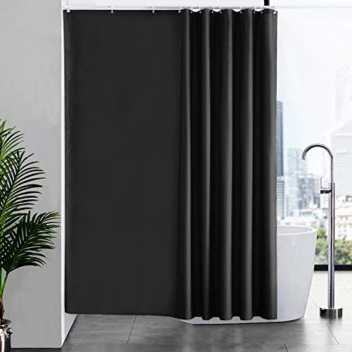 Furlinic Duschvorhang 200x200cm Schwarz Waschbar Textil Polyester Stoff