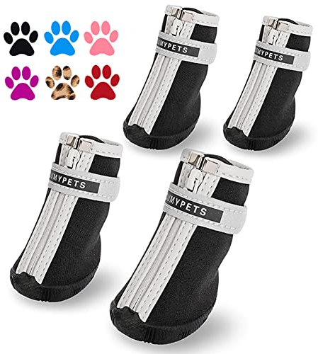 QUMY Dog Shoes for Small Dogs, Puppy Dog Boots & Paw Protectors for Winter Snowy Day, Summer Hot Pavement, Waterproof in Rainy Weather, Outdoor Walking, Indoor Hardfloors Skid-Resistant Sole Black 2