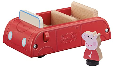 Peppa Pig Wooden Red Car, Push Along Vehicle, Imaginative Play, Preschool Toys, fsc Certified, Sustainable Toys, Gift for 2-5 Years Old