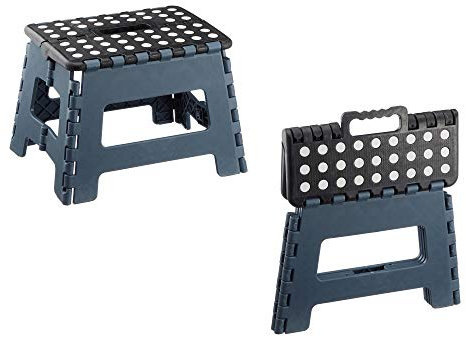 Cepewa Klapphocker faltbar Hocker Sitzhocker Gartenzubehör Tritthocker Klappstuhl (1 x Klapphocker grau/schwarz)