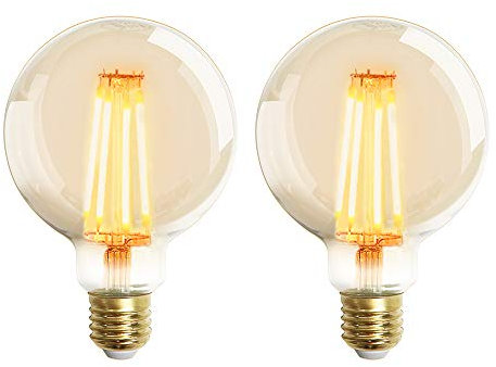 EXTRASTAR LED Lampadina Vintage Edison, G95 6W E27 bianco caldo 2200K Edison lampadina Vintage Retro Stile Lampadine Decorativo luce filamento della lampadina (2pezzi)
