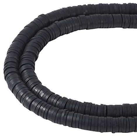 Beadthoven 380 st 6 mm platt rund distans av polymerlera, heishi-pärlor, skiva, Ghana, afrikansk skiva, lösa pärlor för sommar, boho surfararmband, smyckestillverkning, 45 cm