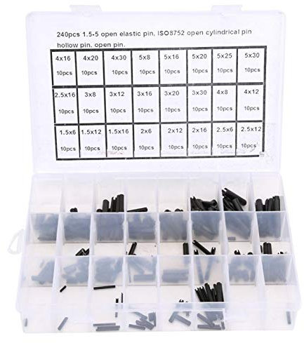 Pasador de posicionamiento de chaveta, 240 piezas pasador cilíndrico elástico de acero al carbono piezas de bloqueo de conexión hueca piezas auxiliares de posicionamiento 1,5-5