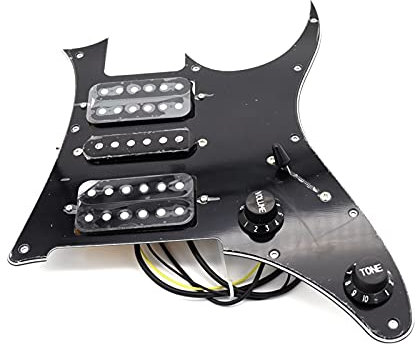 DZDZDZ 3 Ply. HSH. Geladener Prewired Guitar Pickguard Für Ibz. E-Gitarren-Teile Ersatz (Schwarz/Weiß) Geladenes Schlagbrett (Color : Black)