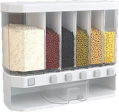 Ecoodisk Rice Dispenser Wall-Mounted Dry Food Dispenser Rice Bucket Grain Storage Container Cereal Dispenser for Home Kitchen 12KG