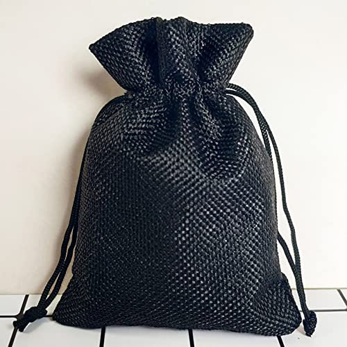 50 Stück Jute Sack Jutesäckchen Jutebeutel, Mini Kleine Stoffbeutel Flachbeutel Baumwolle Säckchen für Weihnachten Halloween Ostern Muttertag Hochzeit Geburtstag Papiertüten-Schwarz-20x30cm