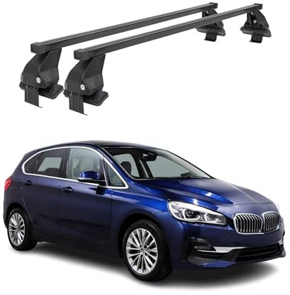 OMAC Dachträger Querträger Stahl für BMW 2er Active Tourer F45 2014-2021 – Abschließbar – City-Crash-getestet – DIN 75302:2019 – ISO/PAS 11154:2006 – Max. 50 kg Schwarz