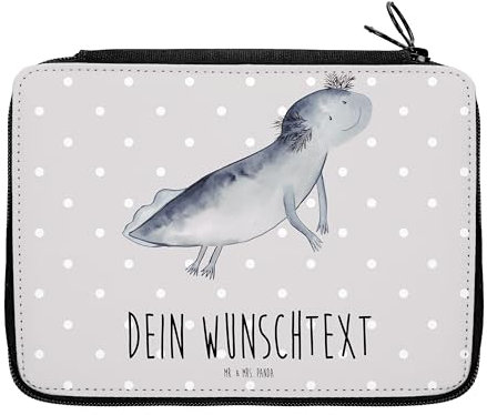 Mr. & Mrs. Panda Personalisierte Federmappe Axolotl Schwimmen - Geschenke, mit Namen, Lurche, Federmäppchen, Freude, Stifterolle, PersonalisierteS, Optimistisch, Lurch, Stiftemappe