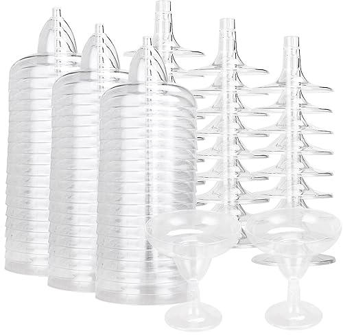 JMIATRY Lot de 60 verres à cocktail réutilisables en plastique de 150 ml, flûtes à champagne en plastique multi-usages pour mariage, anniversaire, Noël et fête d'anniversaire