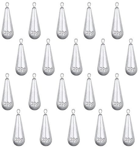 20 PCS Angelgewichte Kit, Shot Gewichte, Angeln Sinker, Birnenbleie, Angelns Blei Sinker, Angeln Drop Shot Blei Set für Outdoor Angelns Angelgerät,Echtes Gewicht 18g