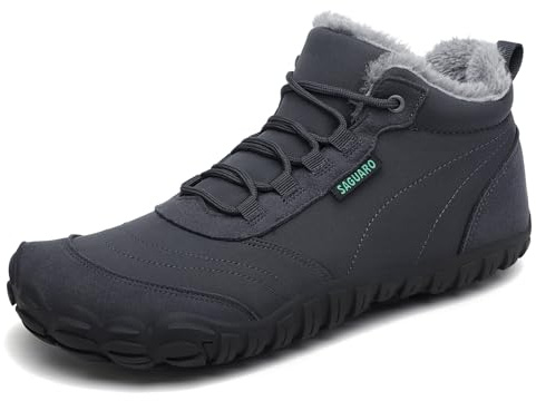 SAGUARO Barfußschuhe Winter Herren Winterschuhe Damen Gefüttert Winterstiefel Warm Barfusschuhe Wasserabweisend Schneestiefel Outdoor Winterboots Dunkelgrau,EU GR.40