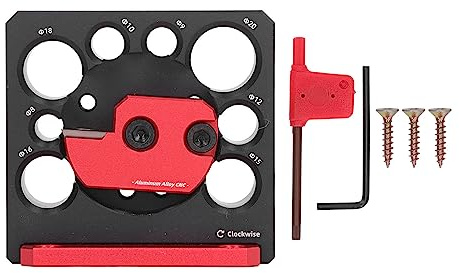 Jig per Fare Tasselli con Asta Tonda, 8 Fori di Rotazione Jig per Fare Tasselli Regolabili e Rosso Incisivo a Lunga Durata per Legno Massello,Altri utensili manuali e accessori