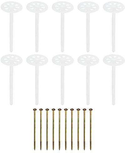PATIKIL 162mm Perforado Aislamiento Pasadores, 100 Paquete Aislantes Clavos Pared Tapón Plástico Expansión Perno para Fijación Espuma Placas a Mampostería Pared o Techo