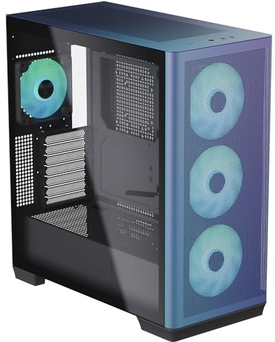 APNX Creator C1 ChromaFlair PC Case – Mid-Tower, Tempered Glass, ARGB Fans, E-ATX Support, Tool-Free Design