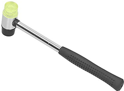 27.3cm/10.7in Mini Rubber Mallet Hammer Tool Double Sided Rubber Nylon Hammer with Non Slip Handle 2.5cm/1.0in Hammer Head Diameter for Jewelry, Leather Crafts, Wood