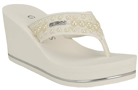 GUESS Damen Silus Keilsandale, White 140, 38.5 EU