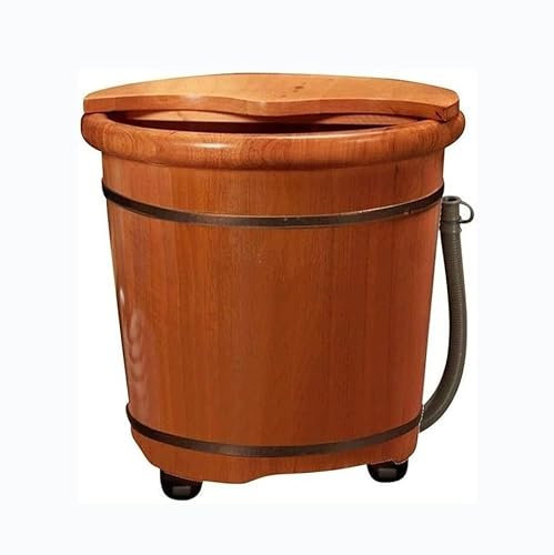 Foot Tub Foot Bath Bucket Wood Foot Bath Bucket Foot Bath Hot Tub with Wheel Lid, Foot Tub for Soaking Feet, Foot Bath Bucket with Drain Super Easy to Use Needed WEWYQSJXBXF-31121